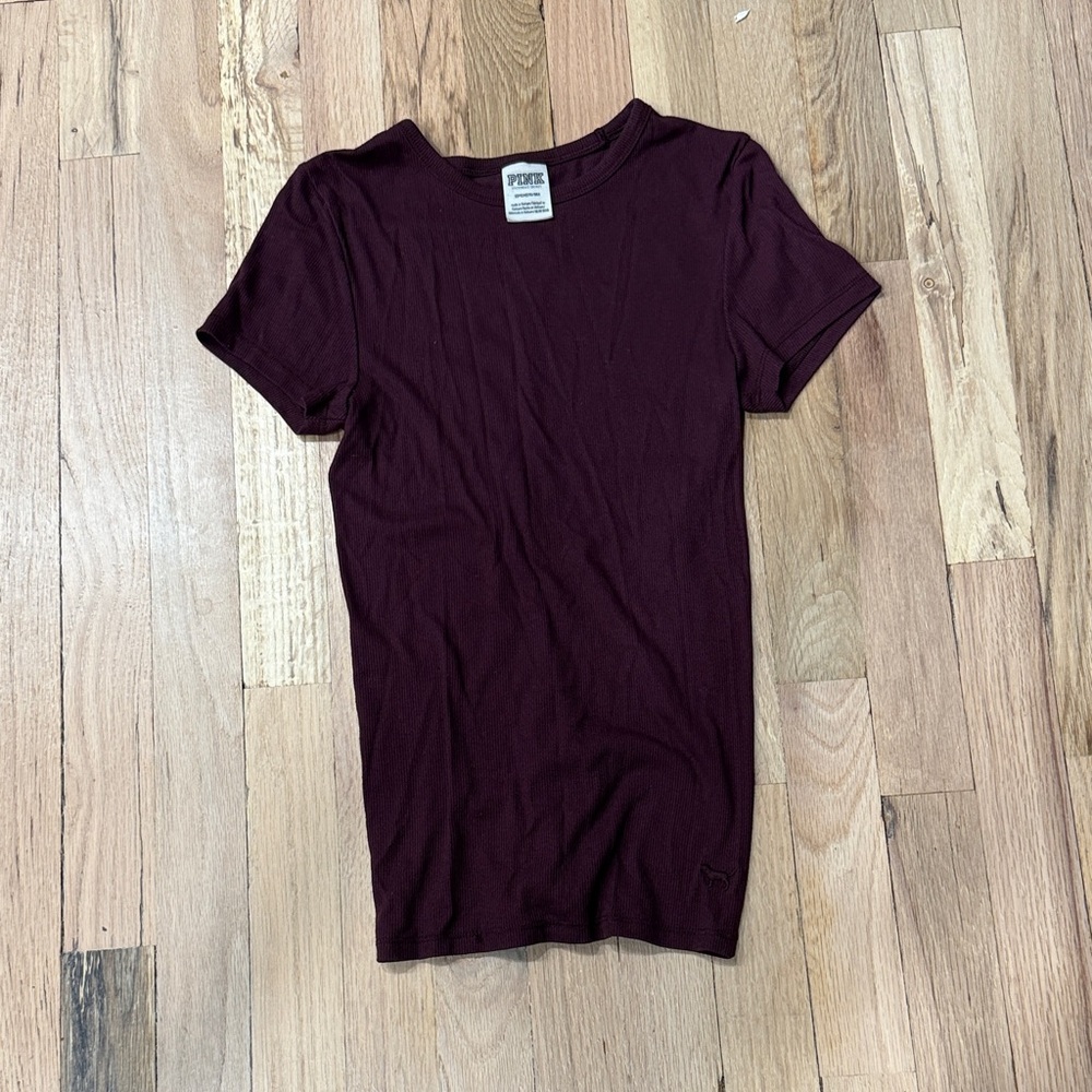 PINK Victoria's Secret Maroon Short baby Tee
